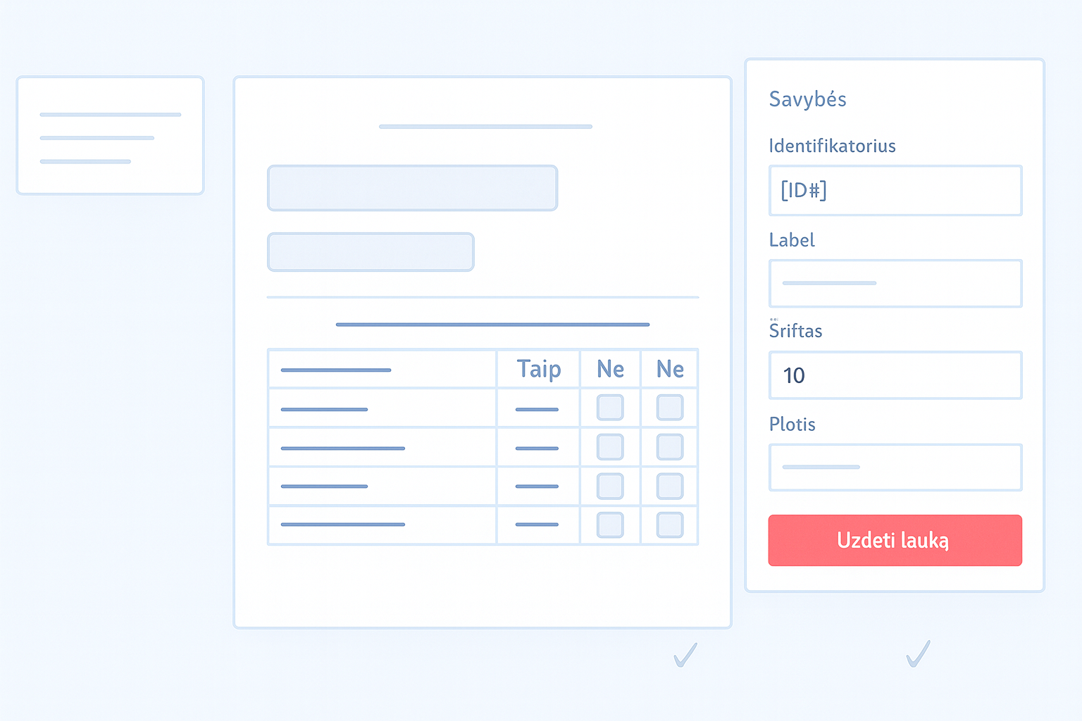Šablono kūrimo langas